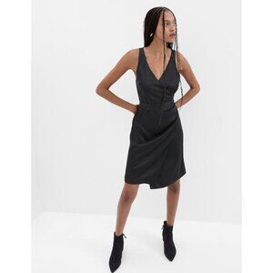 Gap NWT Black Satin Wrap Dress Size S